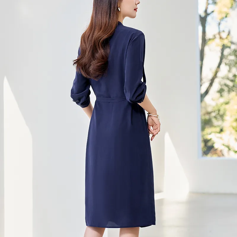 To The West Long Sleeved Dresses Women's Navy Blue-5