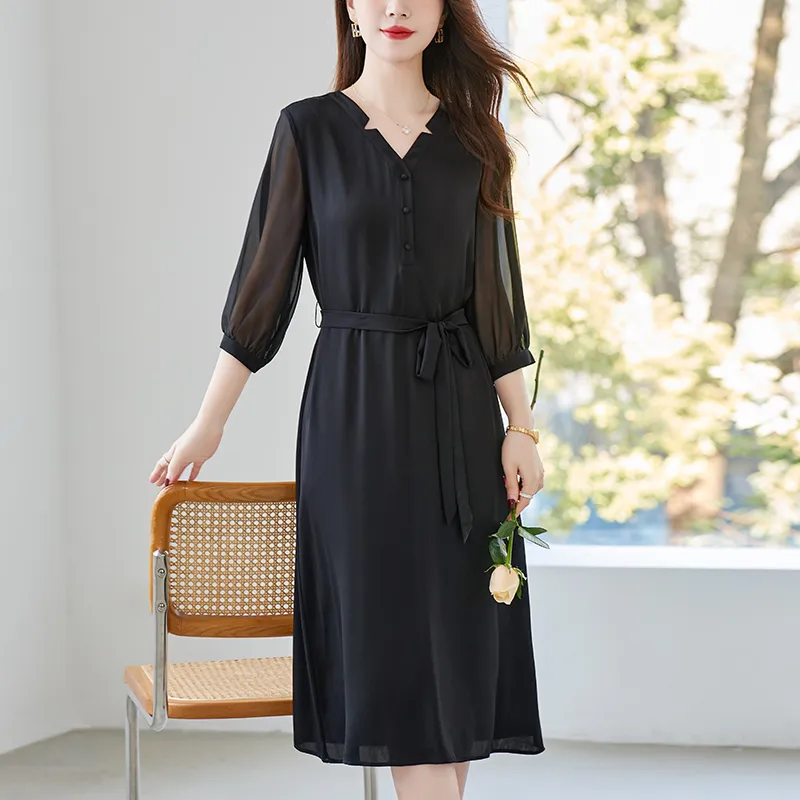 To The West Long Sleeved Dresses Women's Black-4