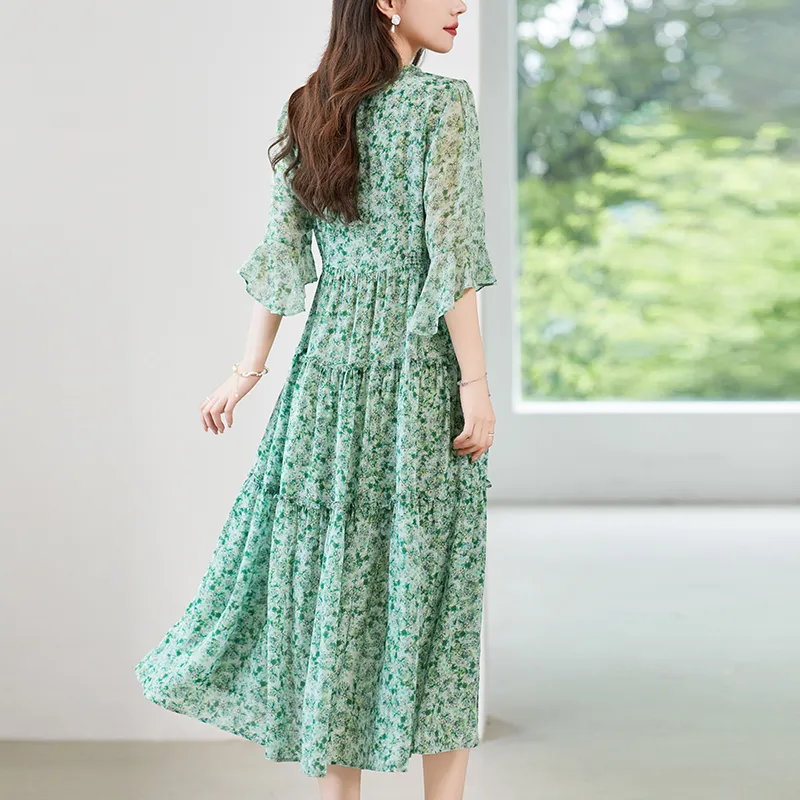 To The West Long Sleeved Dresses Women's Green-6