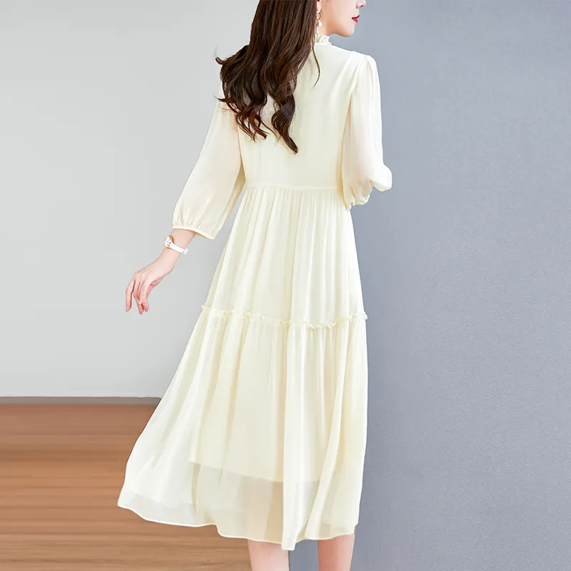 To The West Long Sleeved Dresses Women's Beige-5