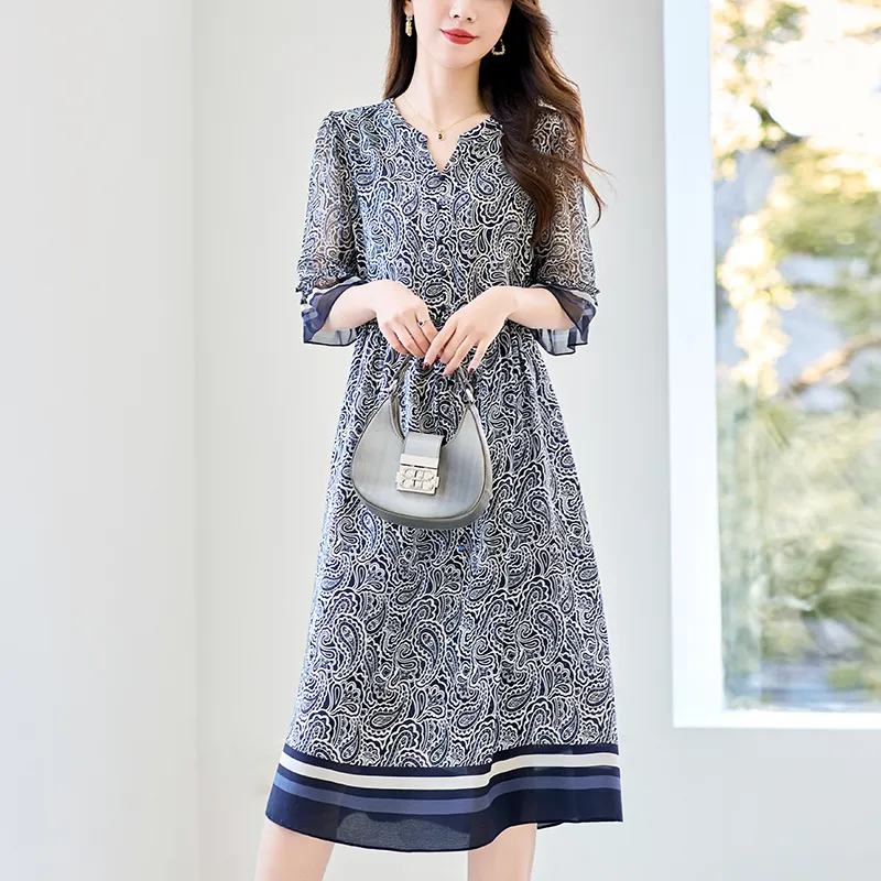 To The West Short Sleeved Dresses Women's Navy Blue-4