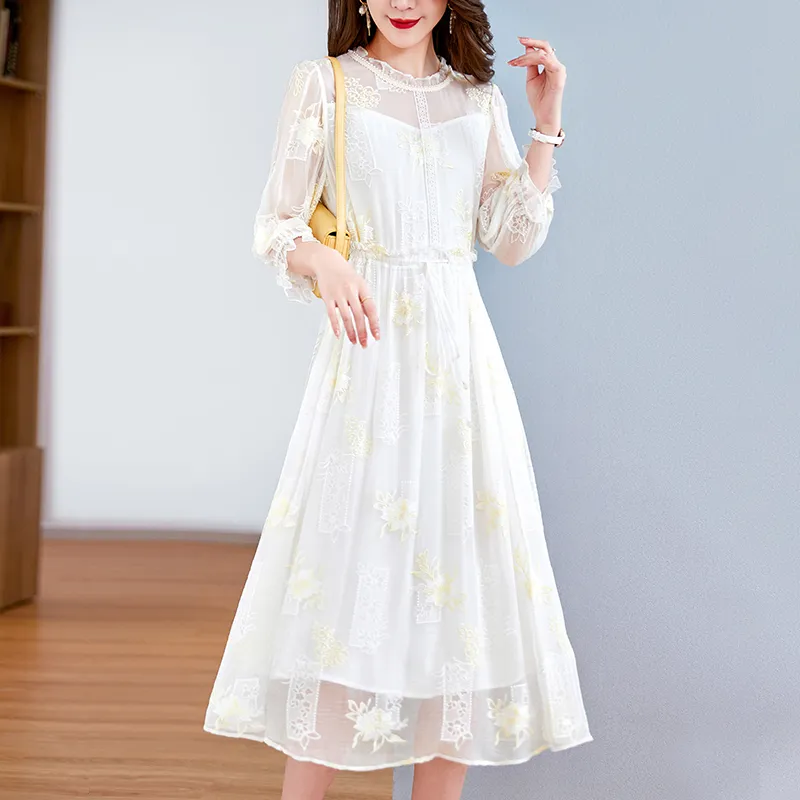 To The West Long Sleeved Dresses Women's White-2