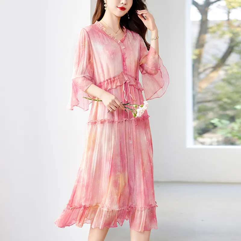 To The West Long Sleeved Dresses Women's Pink-5