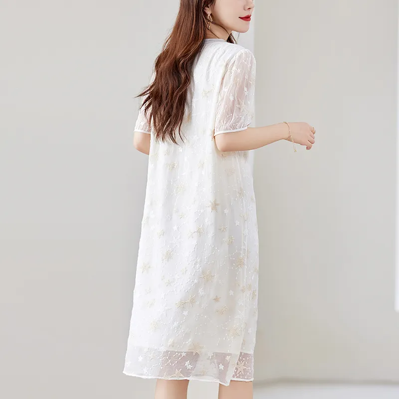 To The West Short Sleeved Dresses Women's Beige-7