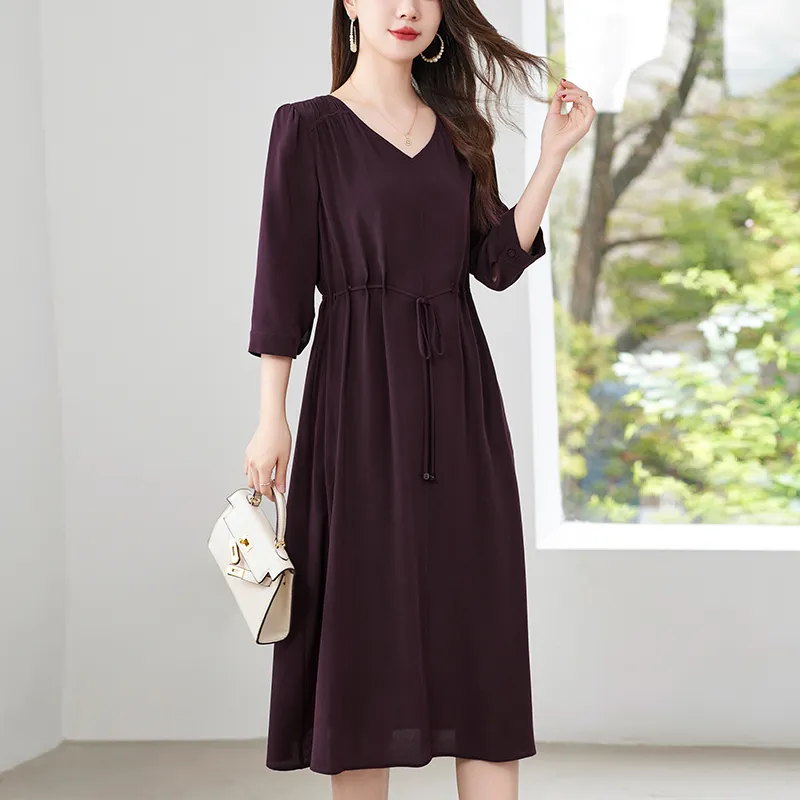 To The West Long Sleeved Dresses Women's Maroon-4