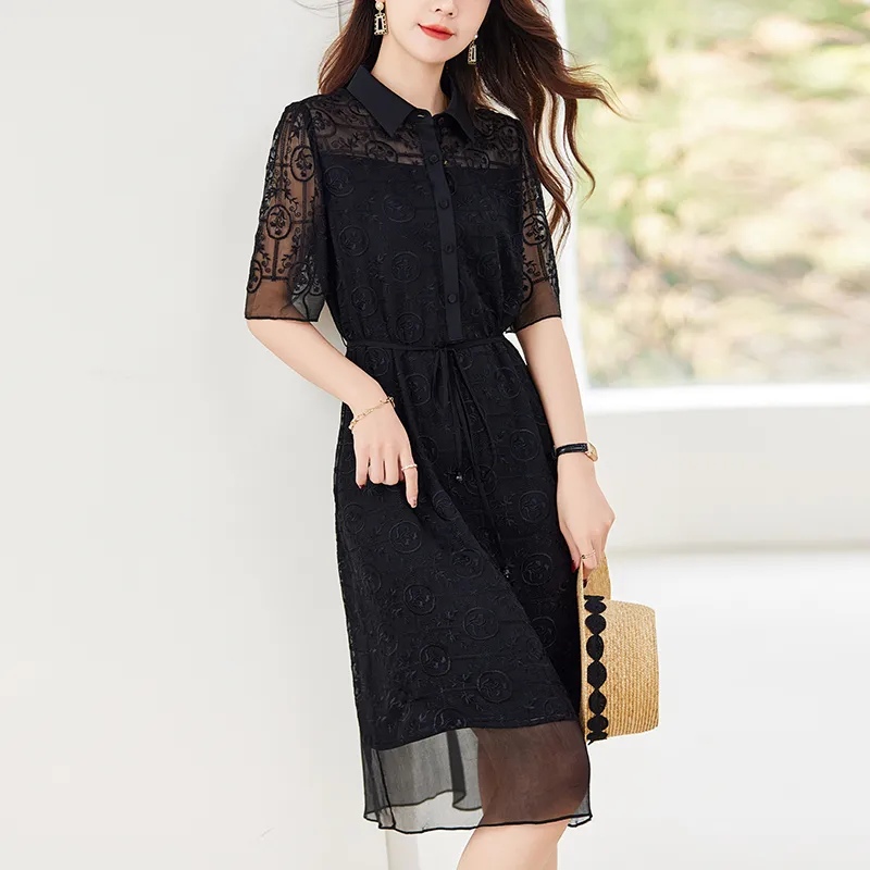 To The West Short Sleeved Dresses Women's Black-6