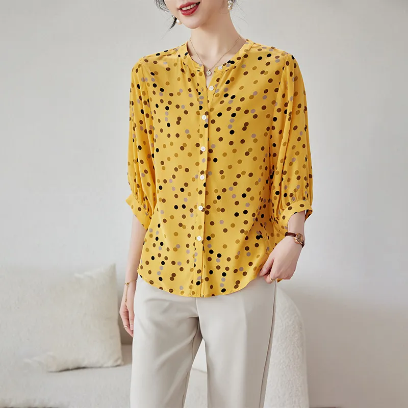 To The West SS24 Shirt Women's Yellow Base With Dots-2
