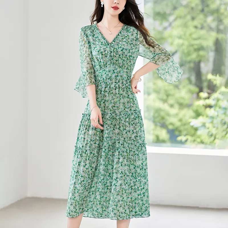To The West Long Sleeved Dresses Women's Green-4