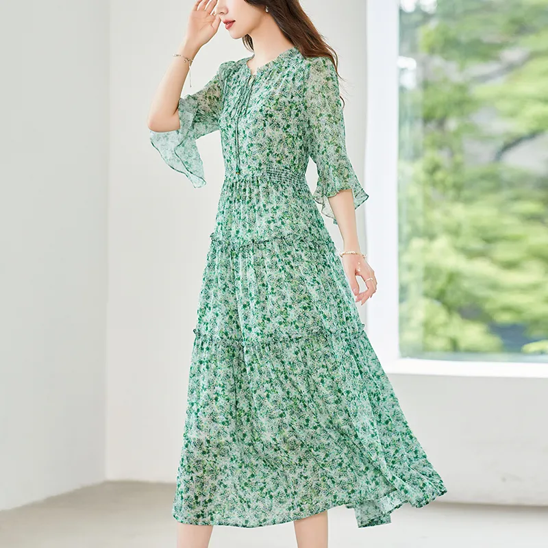 To The West Long Sleeved Dresses Women's Green-3