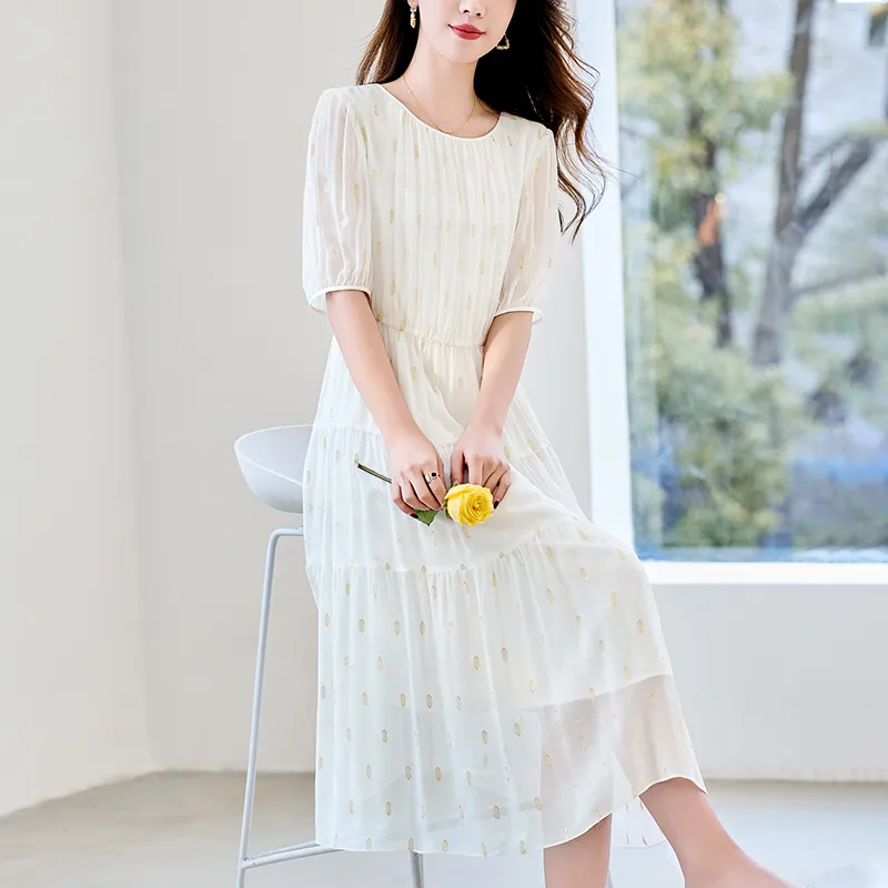 To The West Short Sleeved Dresses Women's White-2