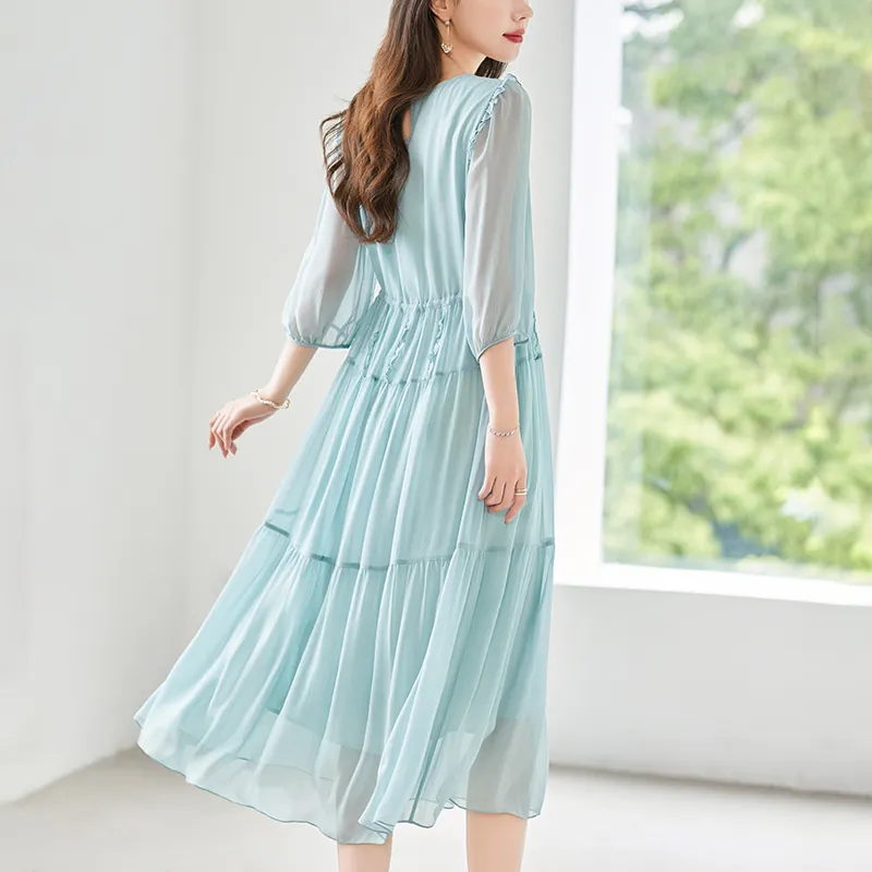 To The West Long Sleeved Dresses Women's Haze Blue-7