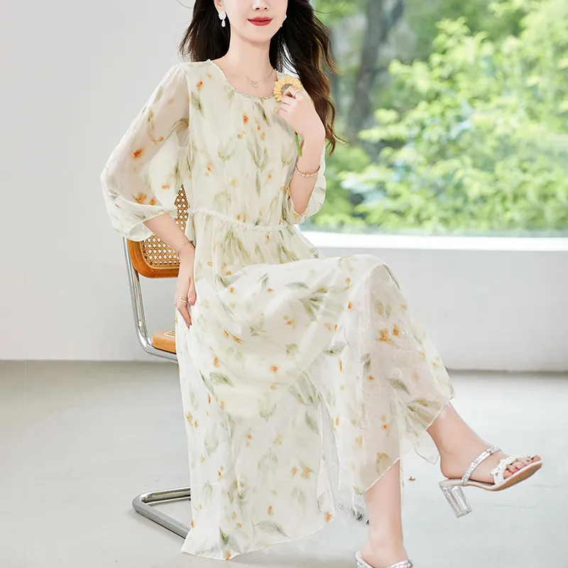 To The West Long Sleeved Dresses Women's Apricot-2