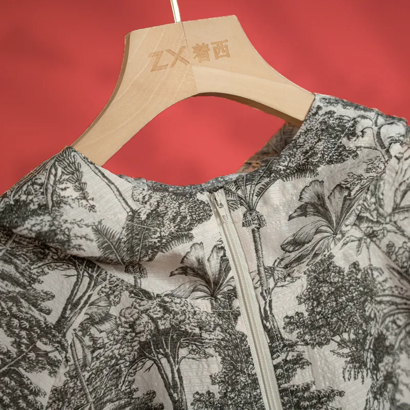 To The West Cropped Coat Women's Coconut Tree Flower-4