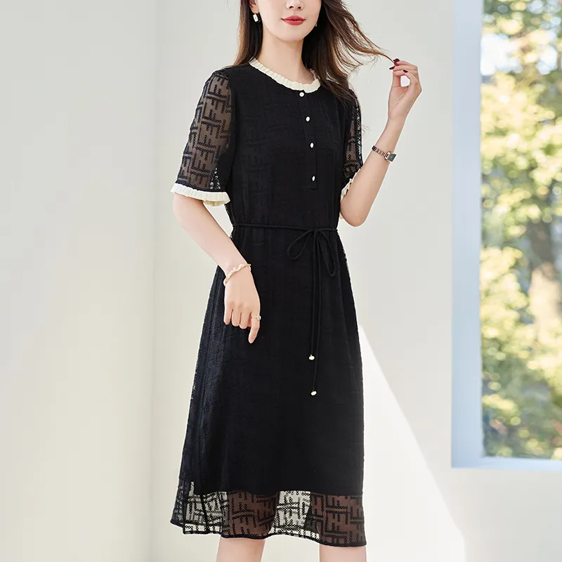 To The West Short Sleeved Dresses Women's Black-2