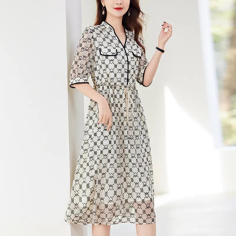 To The West Short Sleeved Dresses Women's Beige-1