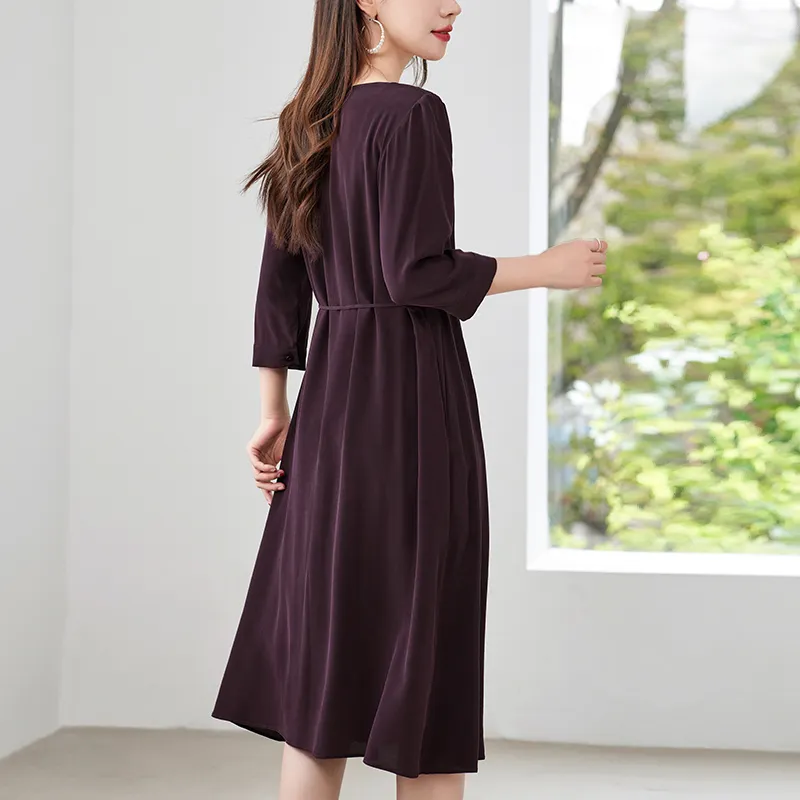 To The West Long Sleeved Dresses Women's Maroon-6