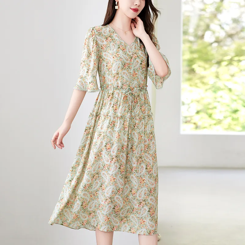 To The West Long Sleeved Dresses Women's Green-3