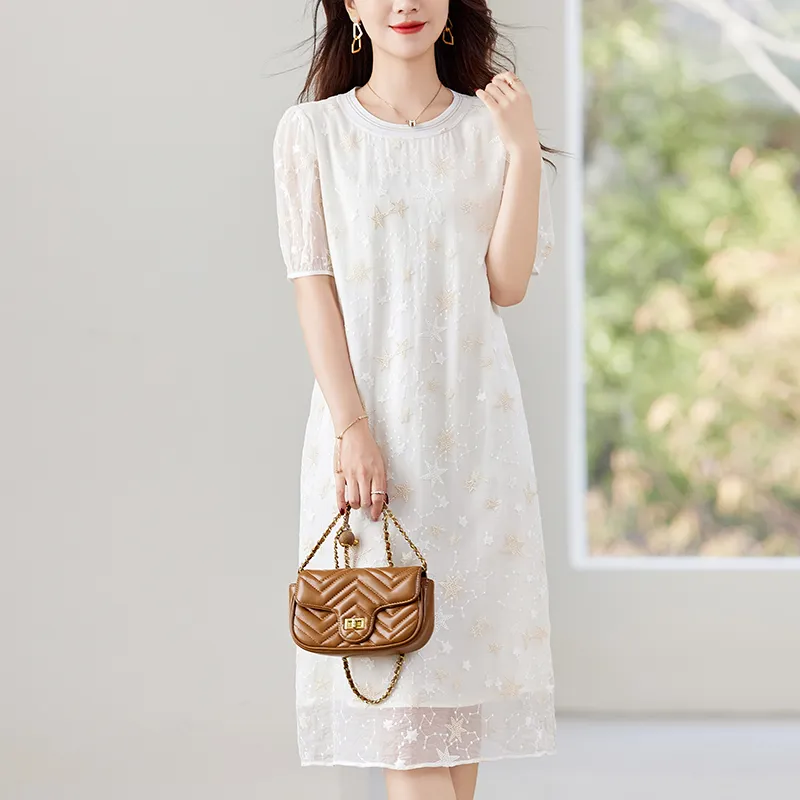 To The West Short Sleeved Dresses Women's Beige-5
