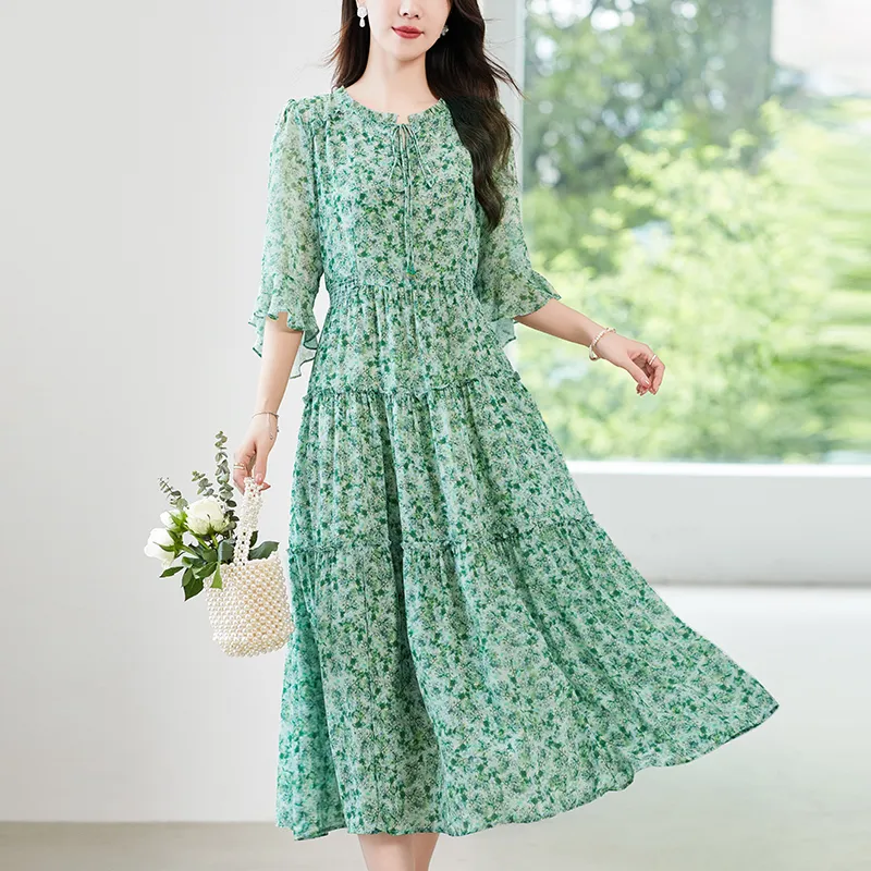 To The West Long Sleeved Dresses Women's Green-4