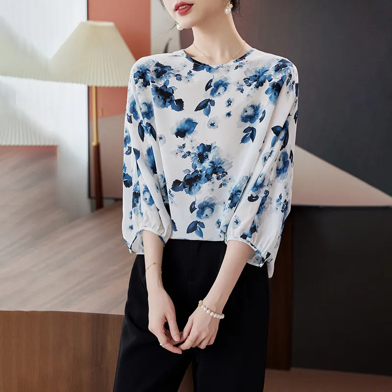 To The West Shirt Women's Ink Wash Flowers-3