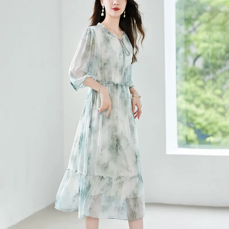 To The West Long Sleeved Dresses Women's Green-4