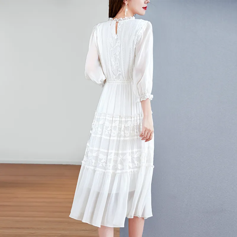 To The West Long Sleeved Dresses Women's White-4