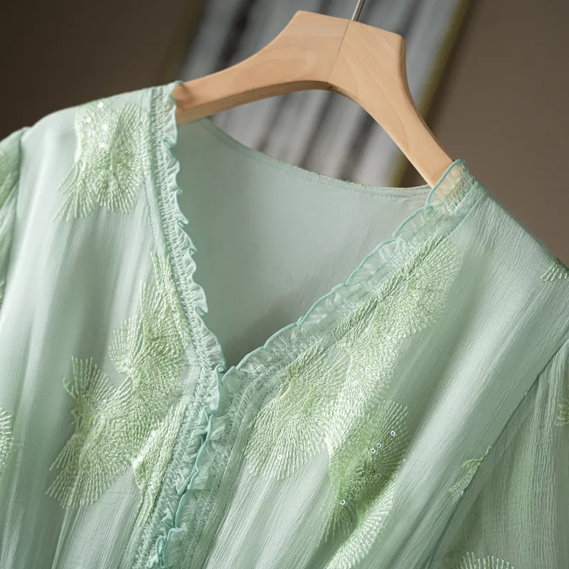 To The West Short-Sleeved Dresses Women's Green-3