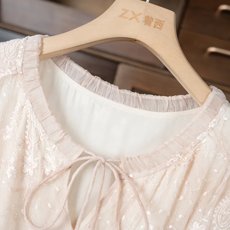 To The West Short Sleeved Dress Women's Champagne Pink-3