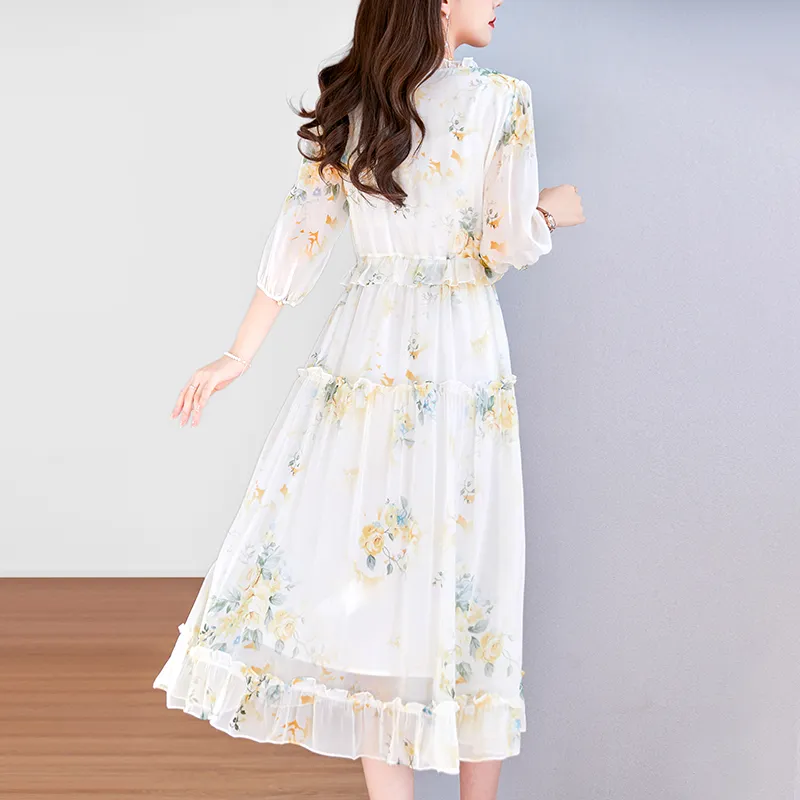 To The West Long Sleeved Dresses Women's Beige-5