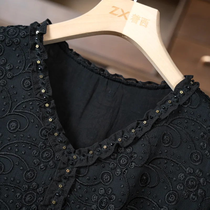 To The West Long Sleeved Dresses Women's Black-3