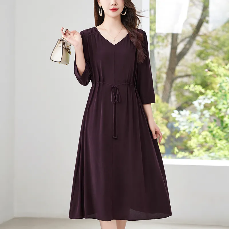 To The West Long Sleeved Dresses Women's Maroon-3