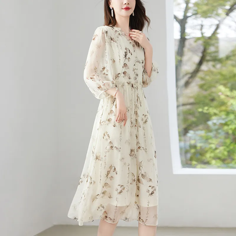 To The West Long Sleeved Dresses Women's Beige-8