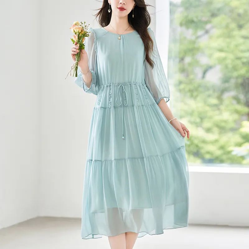 To The West Long Sleeved Dresses Women's Haze Blue-4