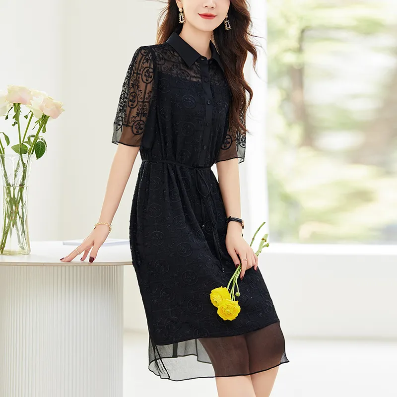 To The West Short Sleeved Dresses Women's Black-4