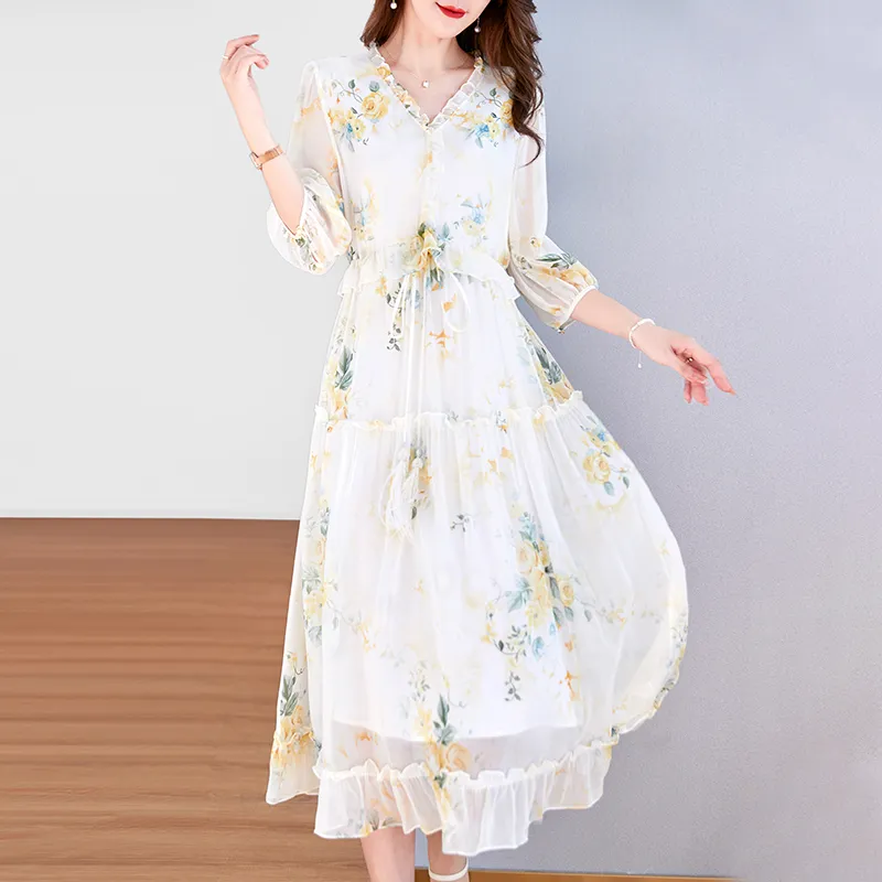 To The West Long Sleeved Dresses Women's Beige-2