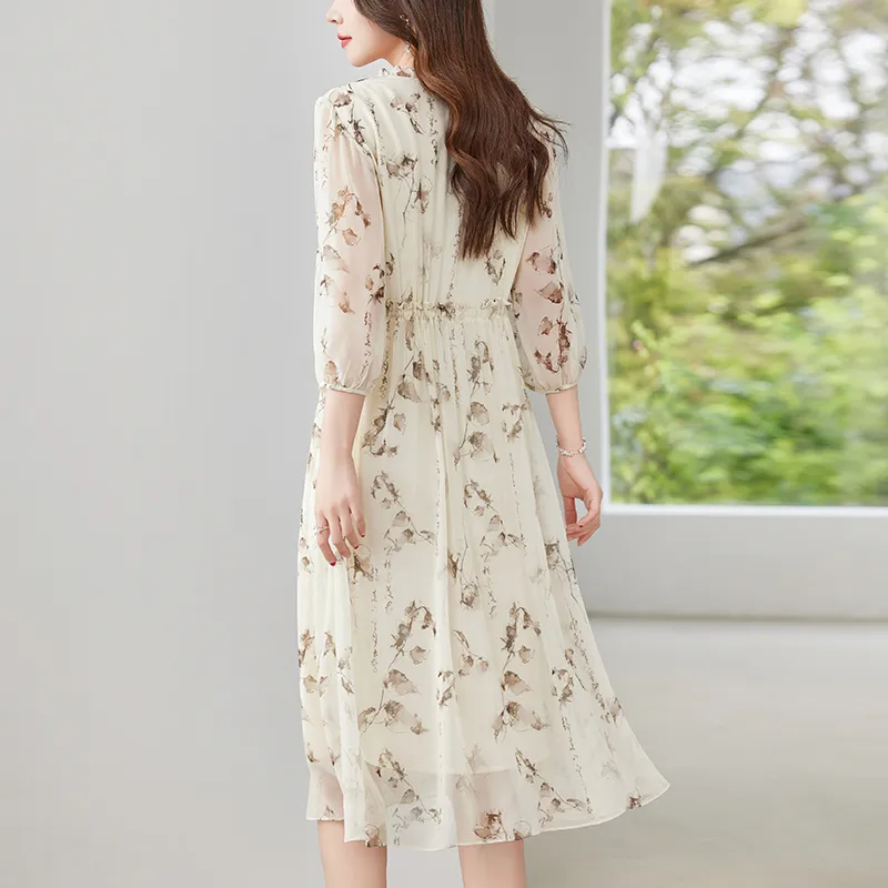 To The West Long Sleeved Dresses Women's Beige-7