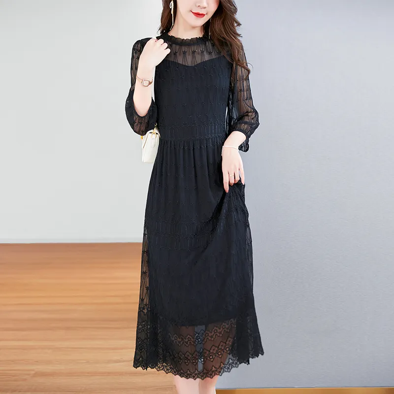 To The West Long Sleeved Dresses Women's Black-2