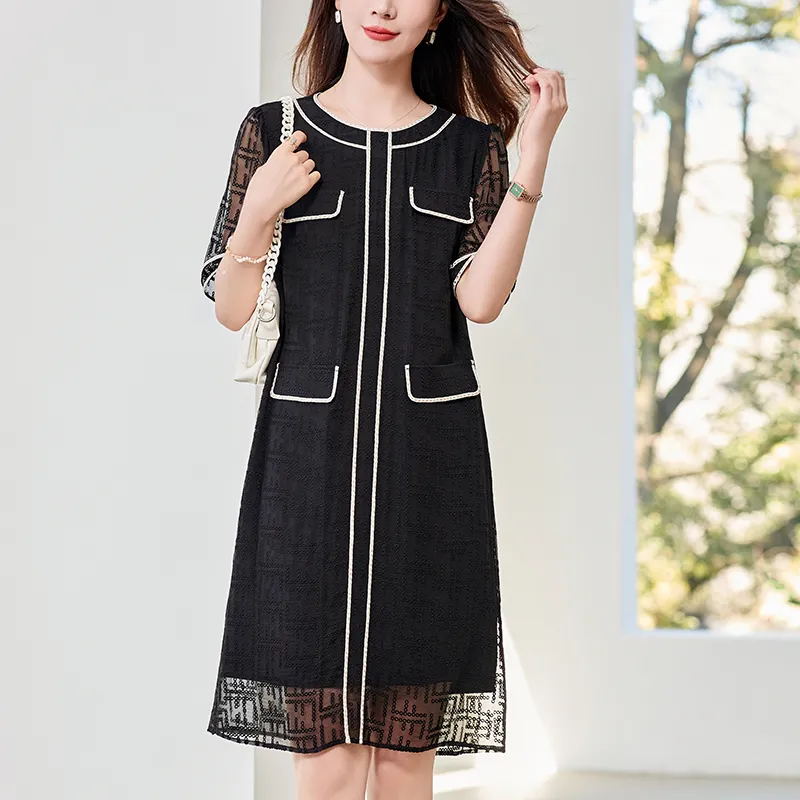 To The West Short Sleeved Dresses Women's Black-2
