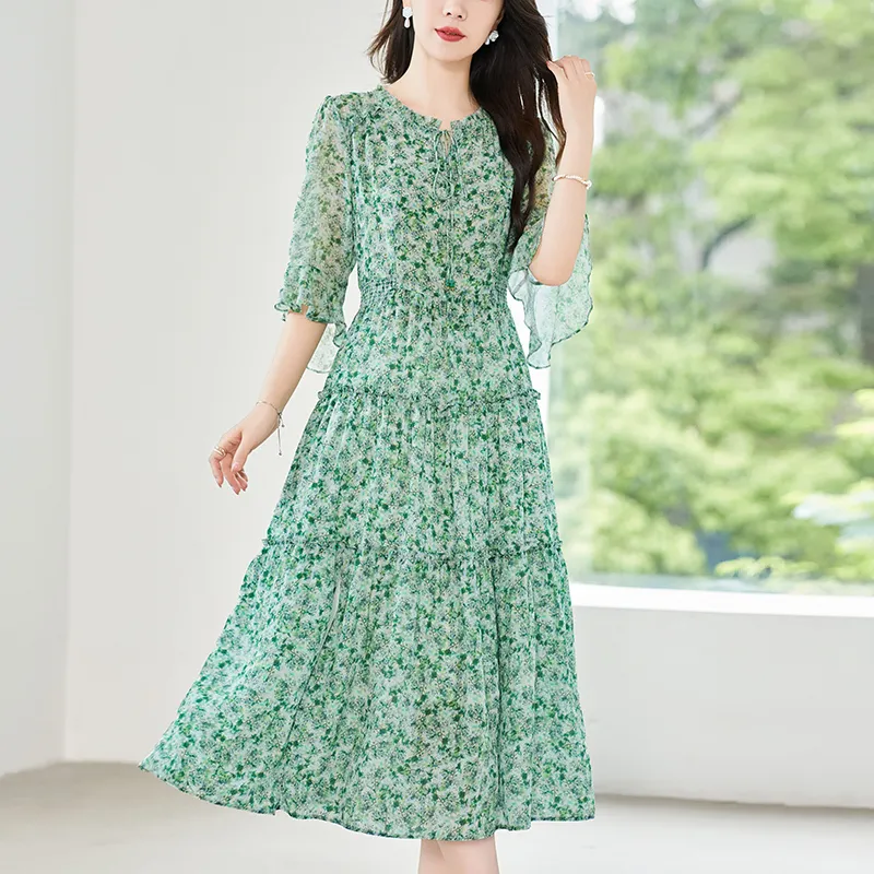 To The West Long Sleeved Dresses Women's Green-5