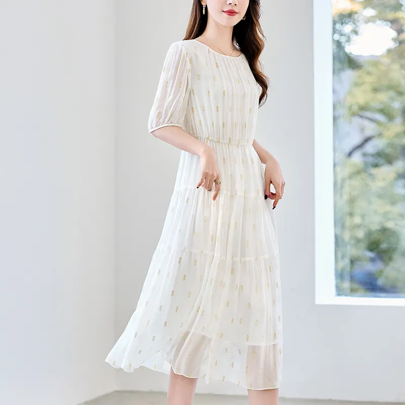 To The West Short Sleeved Dresses Women's White-3
