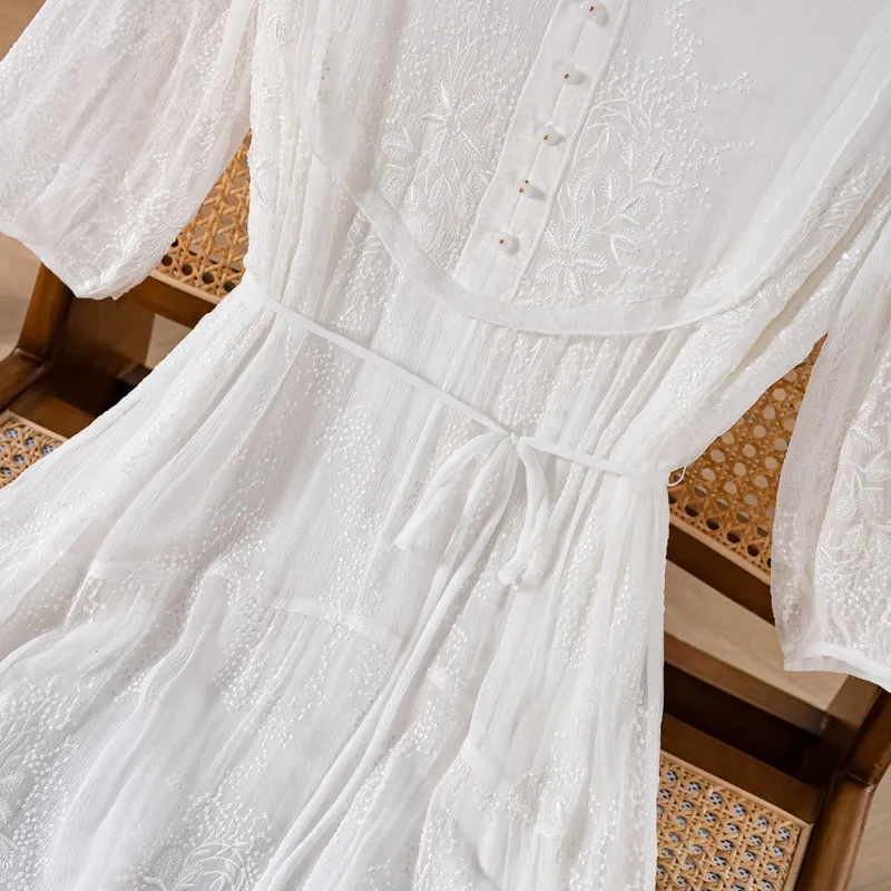 To The West Short-Sleeved Dresses Women's White-3
