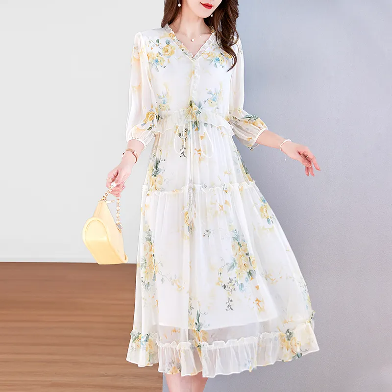 To The West Long Sleeved Dresses Women's Beige-3