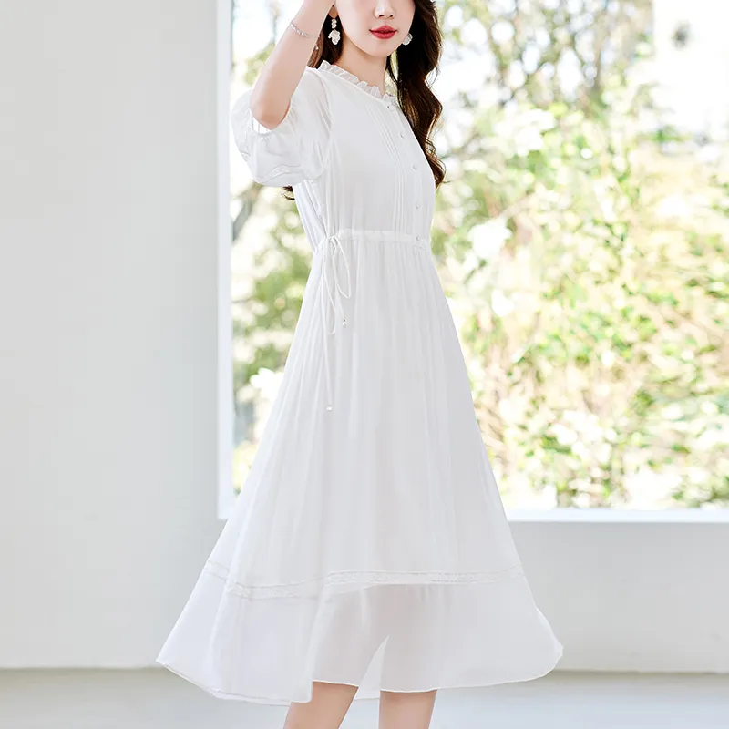 To The West Long Sleeved Dresses Women's White-4