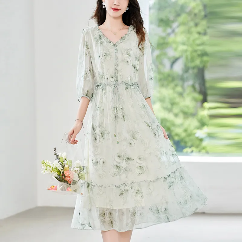 To The West Long Sleeved Dresses Women's Green-4