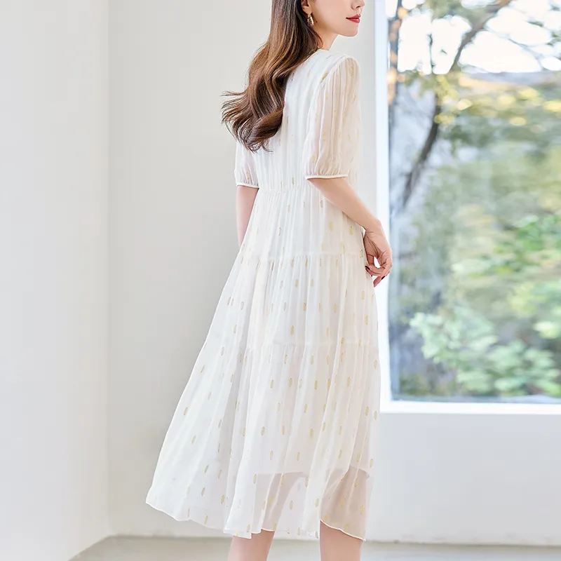 To The West Short Sleeved Dresses Women's White-4