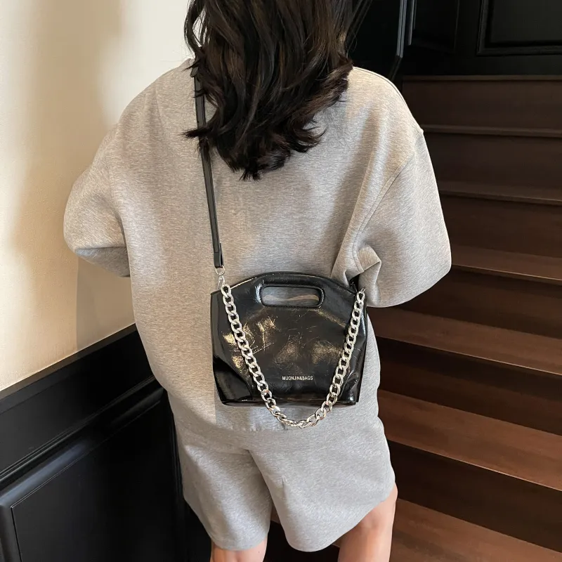 ZAVC PU One Shoulder Handbag Women's Black/Silver/Ecru-4