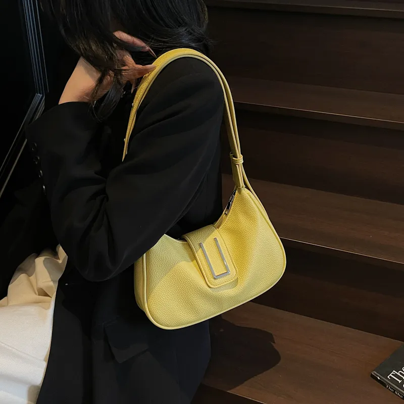 ZAVC PU Shoulder Bag Regular Women's Black/Ecru/Blue/Burgundy/Yellow-21