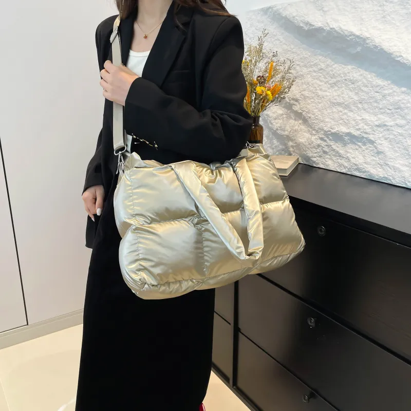 ZAVC Cotton Shoulder Bag Regular Women's White/Black/Pink/Gray/Gold/Blue/Green/Light Gray/Silver/Brown-19