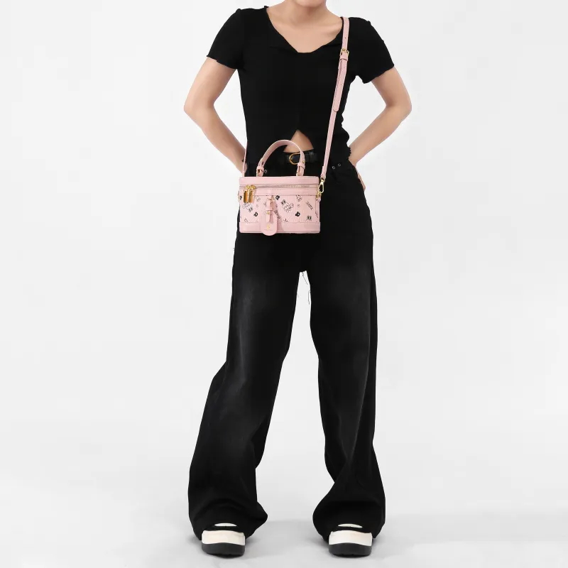 ZAVC PU Box Bag Handbag Women's Brown/Pink/White-10