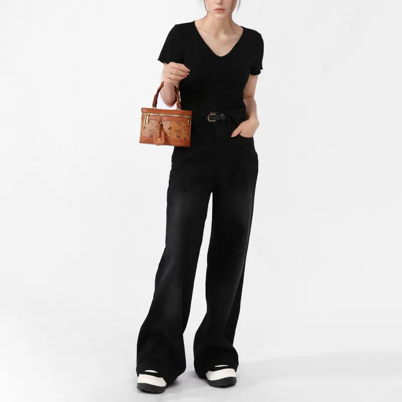 ZAVC PU Box Bag Handbag Women's Brown/Pink/White-2
